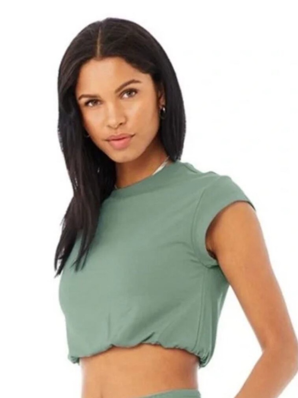 ALO Yoga Sea Grass Dreamy Crop Short Sleeve Tank